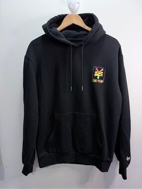 Zoo York Black Pullover Hoodie with Neon Graphic Est. 93 Size Medium